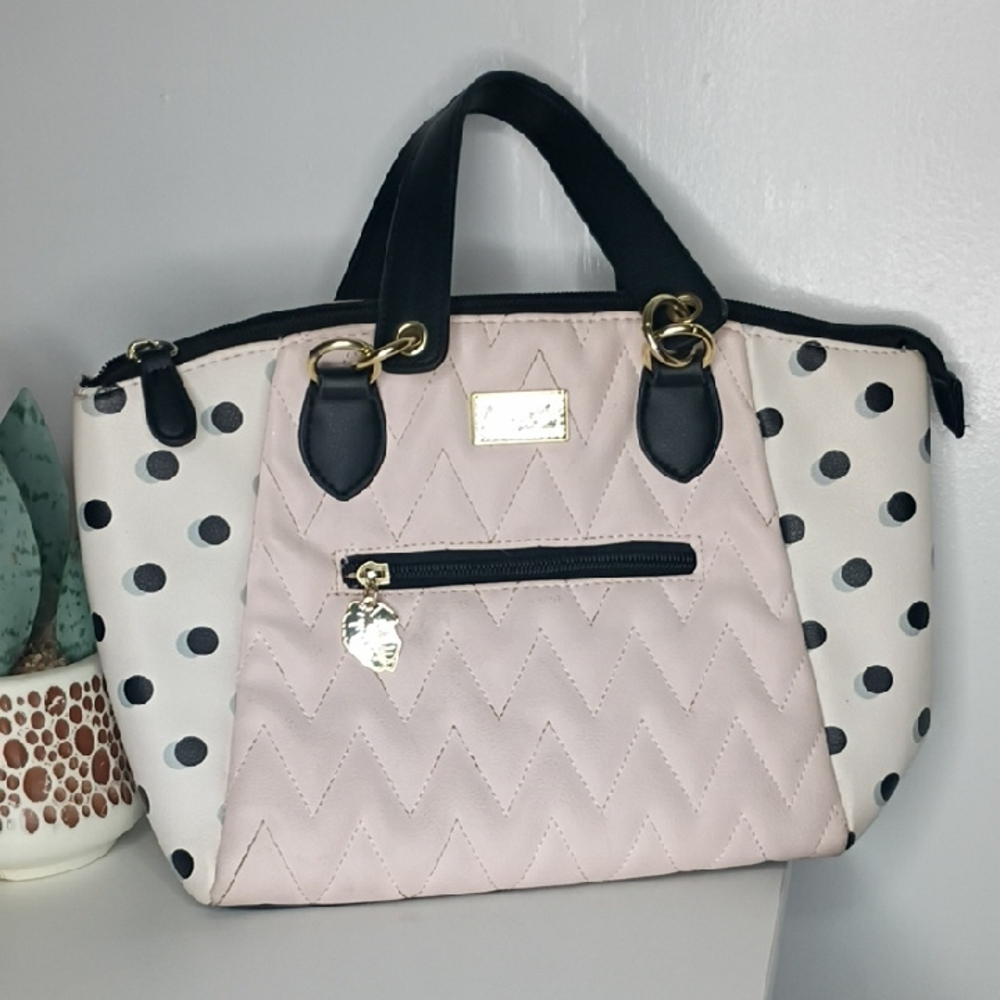 Luv Betsey Johnson Quilted Polka Dot Tote Bag - White & Black